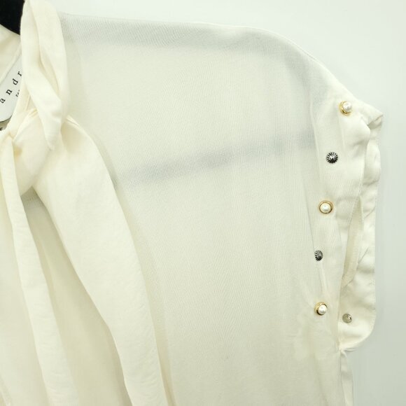 Sandro Sandro Paris Courbe Studded Blouse Top 6US/2/M White Cotton - Picture 7 of 14